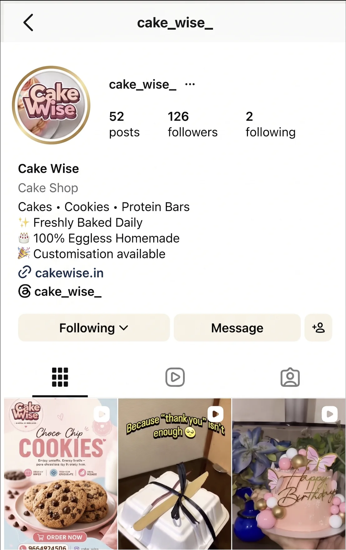 Cake Wise Instagram Page